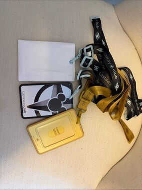 Disney Castaway Club Yellow and Black Lanyard Card Holder